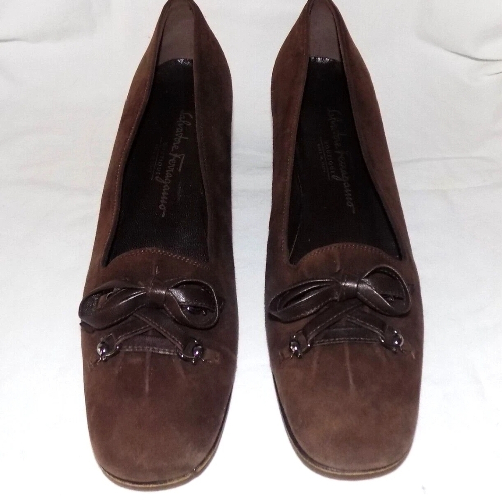 🇮🇹Salvatore Ferragamo Women's Suede Leather Lace-Up Tie Shoes Size 9.5🤎